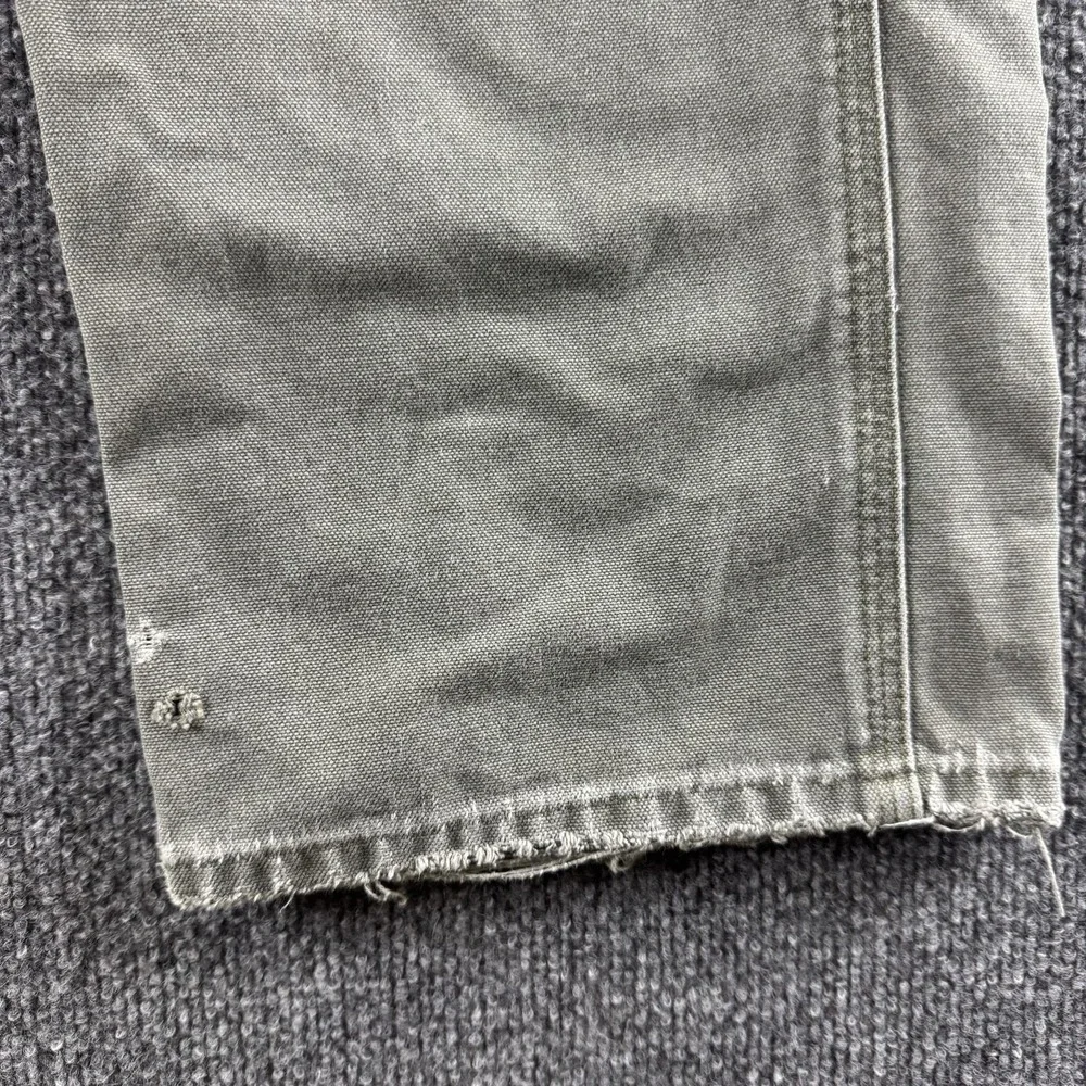 Carhartt Pants Mens 34x32 Green Canvas Carpenter Workwear Distressed Holes